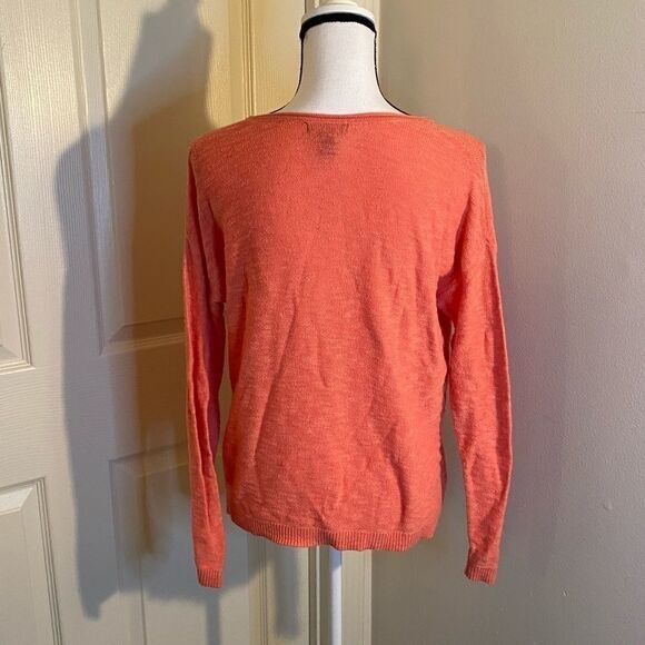 Gap, coral long sleeve cotton blend top, med - Picture 3 of 7